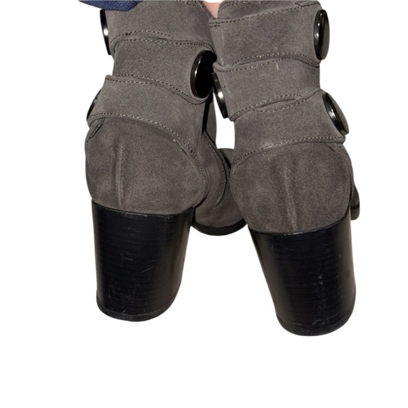 Alberto Fermani Tortora Gray Slip-On Block Heel ANTRACITE Suede Bootie Size 7.5 - Picture 5 of 7